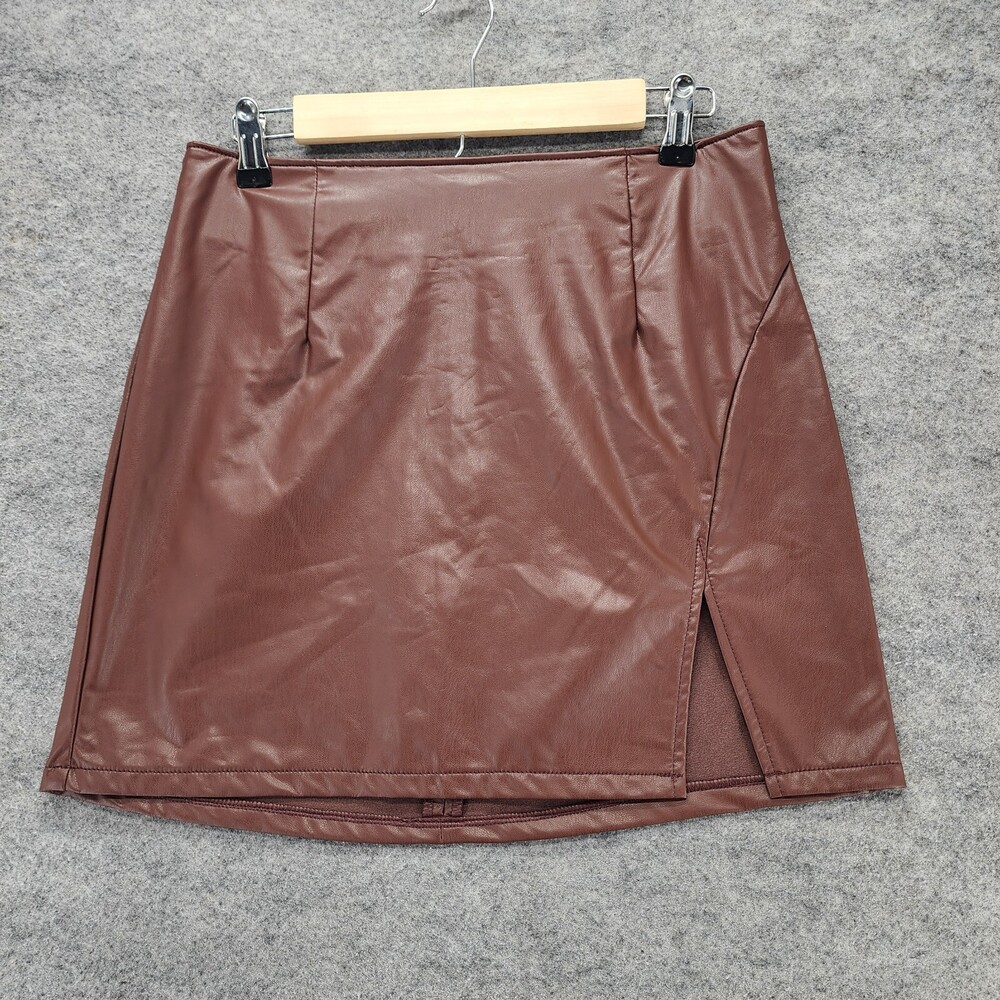 Rewash Brand Skirt Womens Medium Brown Vegan Leather Mini